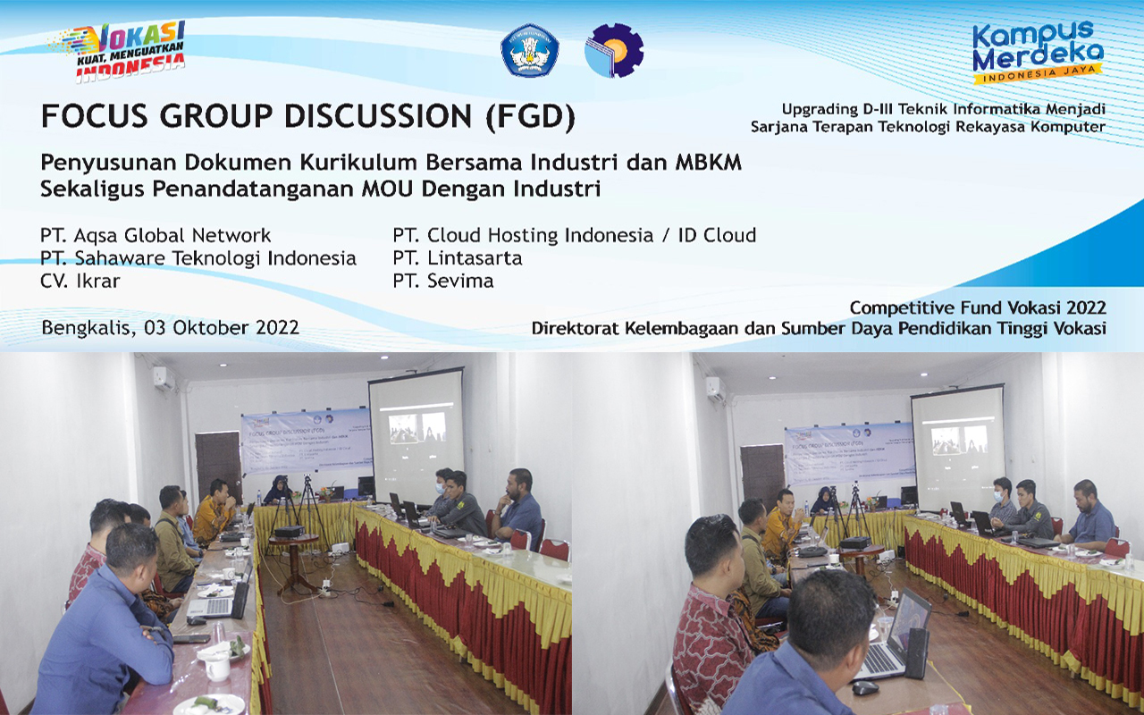 Dosen Prodi D-III TI Melaksanakan Kegiatan Penyusunan Dokumen Kurikulum Bersama Industri dan MBKM Sekaligus Penandatanganan MOU dengan Industri.